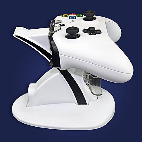 Bijeli dvostruki priključak za punjenje, komplet punjača s dvostrukim kontrolerom s LED svjetlom za Xbox One/Xbox One S/Xbox One X