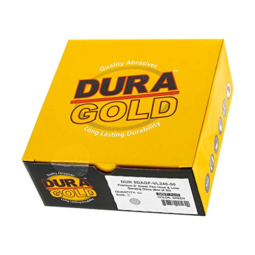 Dura -Gold Premium 5 Zeleni film za brušenje diskova - 240 grit - Kuka i petlja Potports Sdijen Diskovi za DA Sanders, završetak srednjeg
