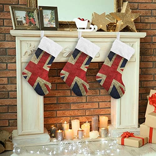 Pimilagu retro britanske zastave božićne čarape 1 pakiranje 17.7 , viseće čarape za božićni ukras