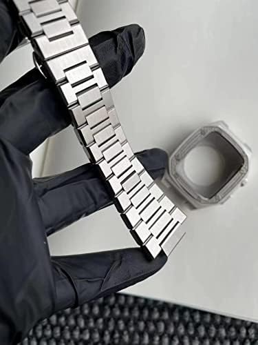 CNHKAU kožni trak narukvica Metal Case Bezel za Apple Watch Series 7 SE 6 5 4 3 IWatch Modfied pribor 41 mm 44 mm 45 mm