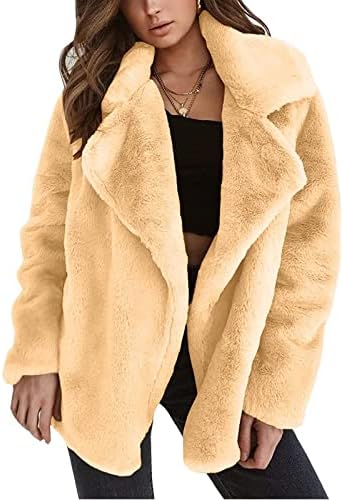 Narhbrg Zimski kaput za žensku jaknu od runa Sherpa Fuzzy Faux Shearling Laver Otvoreni prednji kardigan casual toplo odjeće