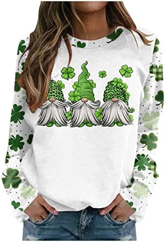 Dan svetog Patrika irski gnome dukserica za žene Slatke majice dugih rukava Top Lucky Shamrock majica za tinejdžerku