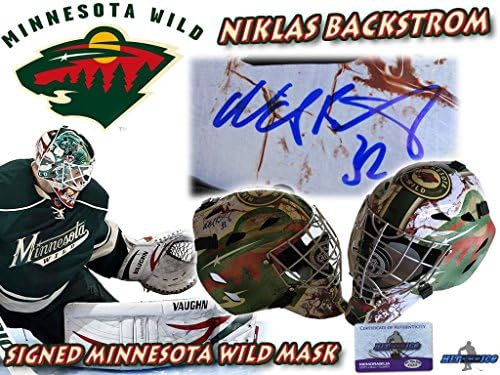 Niklas Backstrom potpisao je GOLMANSKU masku pune veličine Minnesota divljina s hologramom mumbo 35 - NHL kacige i maske s autogramima