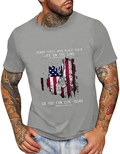 HDDK muški vojnik Patriotske majice s kratkim rukavima, Summer American Flag Print Crewneck Dan neovisnosti povremeni tinejdžeri vrhovi