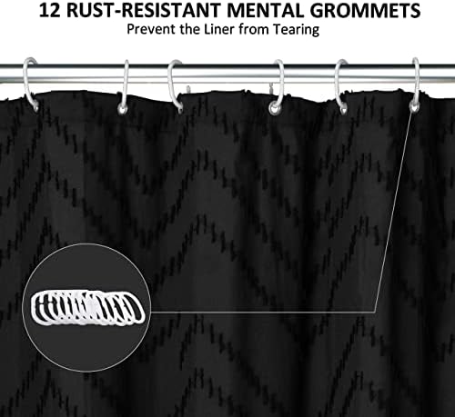Crni boho tuš zavjesa tkana tkanina zavjesa za tuširanje 72 'x 72' Moderna seoska kuća Tufted teksturirana prugasta minimalistička