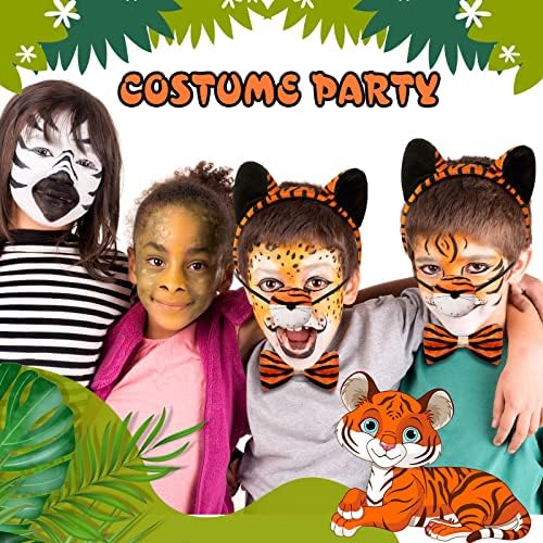 + 4 kom dječji setovi Tigrovih kostima za Mardi Gras traka za glavu s tigrovim ušima rep nos Kravata Leptir mašna kostim životinjskog