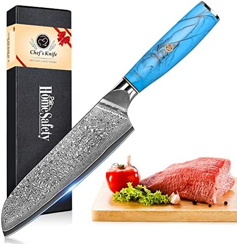 Kućni sigurnosni 7-inčni Damask Santoku nož Japanski 910-67-inčni Damask čelik profesionalni kuharski noževi - Kuhinjski nož s oštricom
