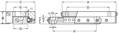Del-Tron Precision, Inc. 38 mm 203 mm, hod 150 mm, sklopovi kugličnih vodilica-metrički
