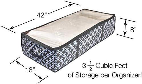 Kompono 2 pakirajte ispod spremnika za krevet ispod kreveta s velikim prozirnim ručkama nosača. Stvara skladištenje pod organizatorom