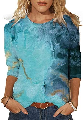 Ženski ljetni vrhovi plus duljina lakata veličine 3/4 majice za rukave Popisne dukseve estetske kravate boje slika tunike majice