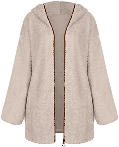 Ženske predimenzionirane zip up šerpa jakna Nejasna runa Teddy kaput zima toplo odjeće otvoreno prednje kapuljače kardigan