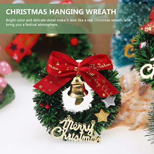 10 PCS Mini božićni vijenci s zlatnim zvonom Dollhouse minijaturni božićno drvce ukras Umjetni božićni vijenci ukrasi za božićno drvce