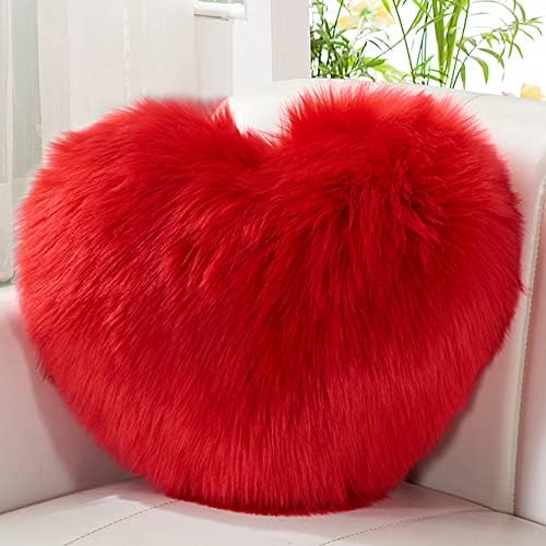 Ratoher pahuljasti jastuk za srce, ružičasti jastuci u obliku srca Ukrasni jastuk, plišani jastuk za bacanje u obliku srca za spavaću