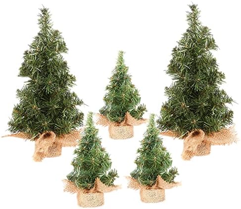 5pcs Tabletop Mini božićno drvce, 7.87/11.81inch Umjetno božićno drvce Minijaturni borovi borovi s platnenom bazom savršeno za božićne