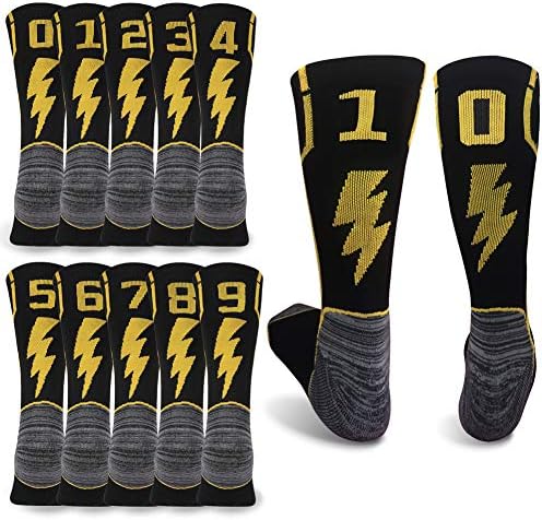 Srednji tele jastuk tim sportske čarape s brojem za košarku nogomet bejzbol zlato/crno