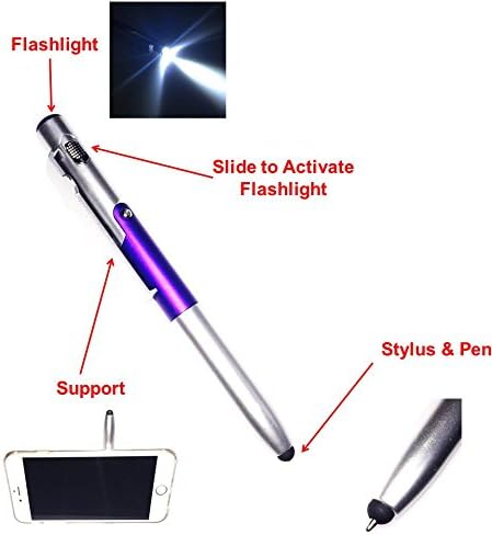 Olovka olovke [3 PCS], 4-u-1 Univerzalni zaslon osjetljiv na dodir + PEN BOLLPION + LED svjetiljka + podrška za tablete pametnih telefona