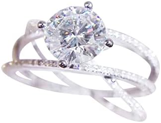 Klasični dijamantni prsten od cirkona i zaručnički prsten s četiri narukvice s dvostrukim omotom ženski pravi prstenovi za žene