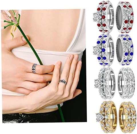 Zaručnički prstenovi za žene, par prstenova s mikroinkrustacijom cirkona, američko srce i prsten s punim umetkom, dijamanti, europski