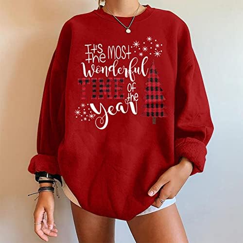Flekmanart žene ružno božićno pulover o vratnim dukserima casual džempera 3d tiskani vrhovi labavi dugi rukav ružna božićna bluza