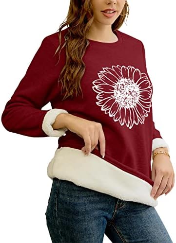 Esobo ženske bluze tople pulover duksevi suncokretove tiskane cvjezde džemperi s dugim rukavima vrhovi